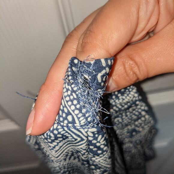 H&M Conscious Blue & Tan Boho Bollywood Tribal Hippie Batik Print Palazzo Pants - Picture 10 of 13